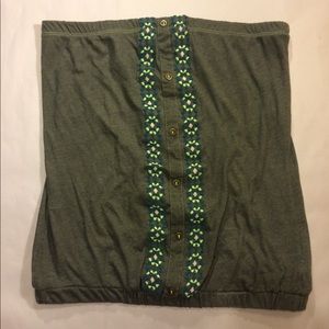 Forest Green Button Front Tube Top Size Large